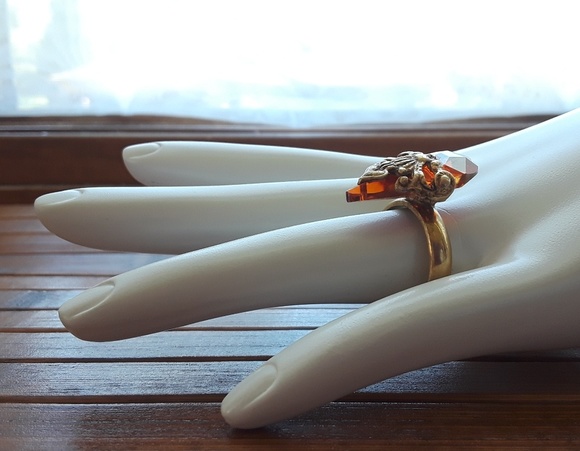 Unique Antigua chili pepper Crystal ring sz 7 - Picture 4 of 6
